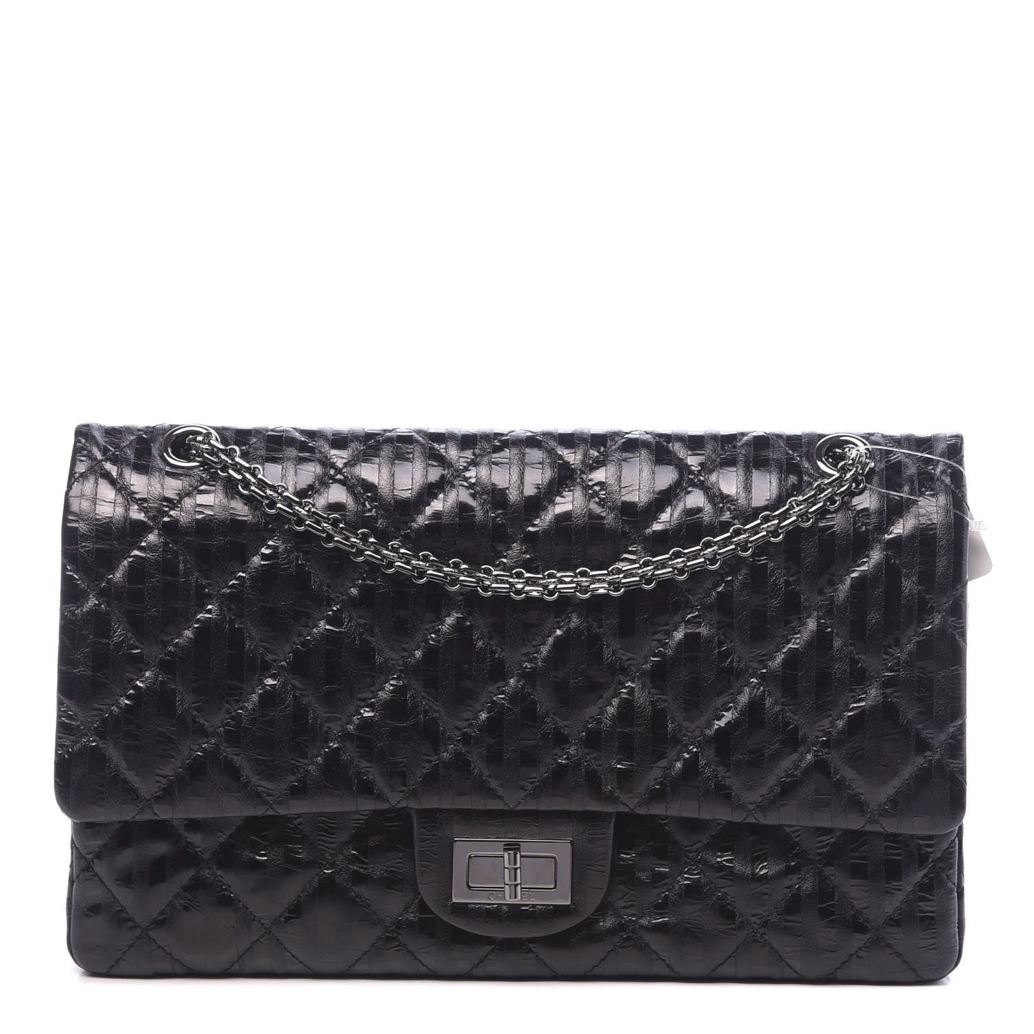 Chanel Metallic Calfskin Striped 2.55 Reissue 227 Flap Black 1 of 11