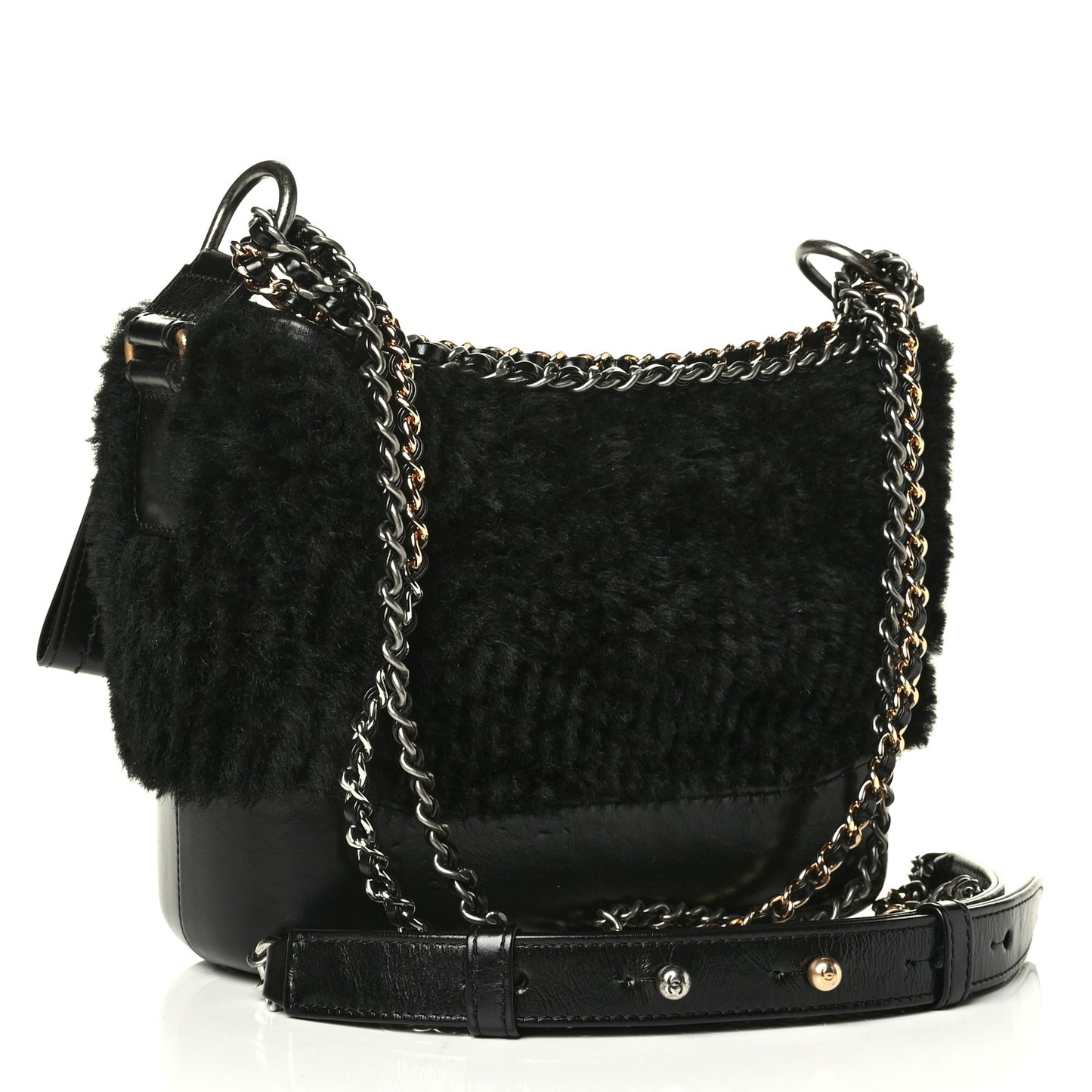 Shearling Small Gabrielle Hobo Black