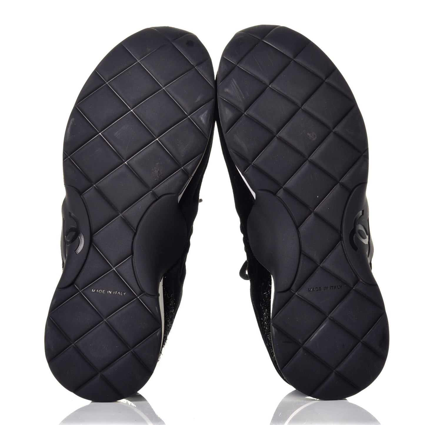 Stretched Fabric Velvet CC Womens Sneakers 38.5 Black