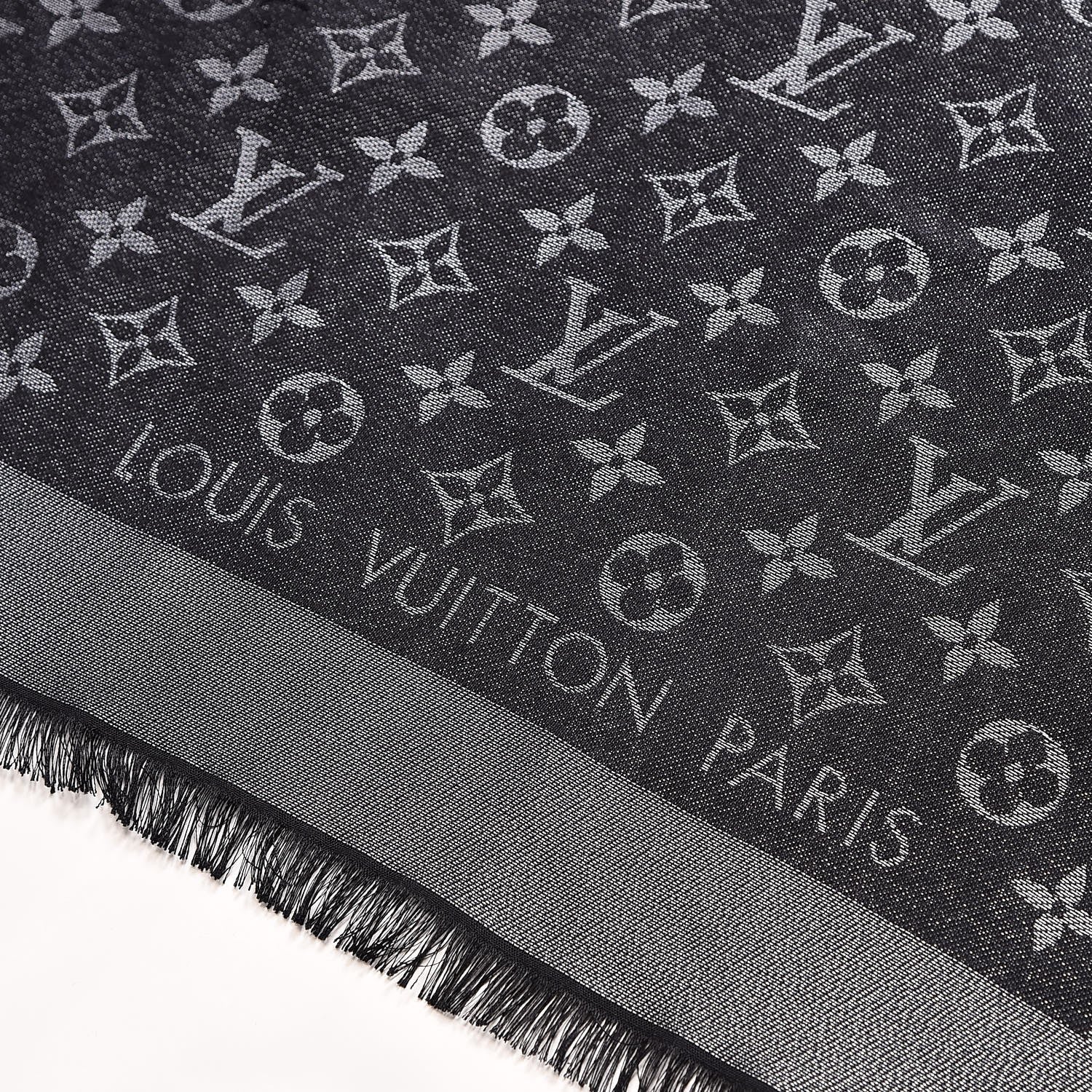Louis Vuitton Silk Lurex Wool Monogram Shine Shawl Black 7 of 7