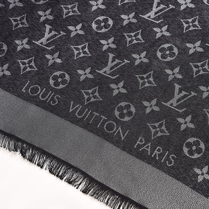 Louis Vuitton Silk Lurex Wool Monogram Shine Shawl Black 7 of 7