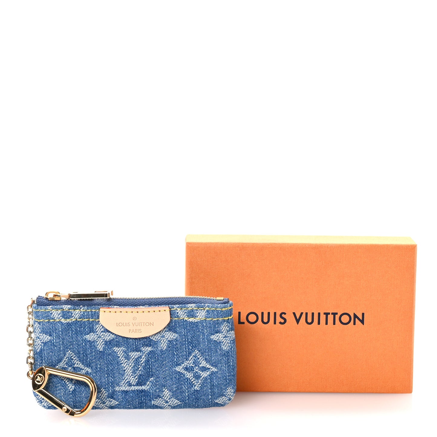 Monogram Denim Key Pouch Denim Blue