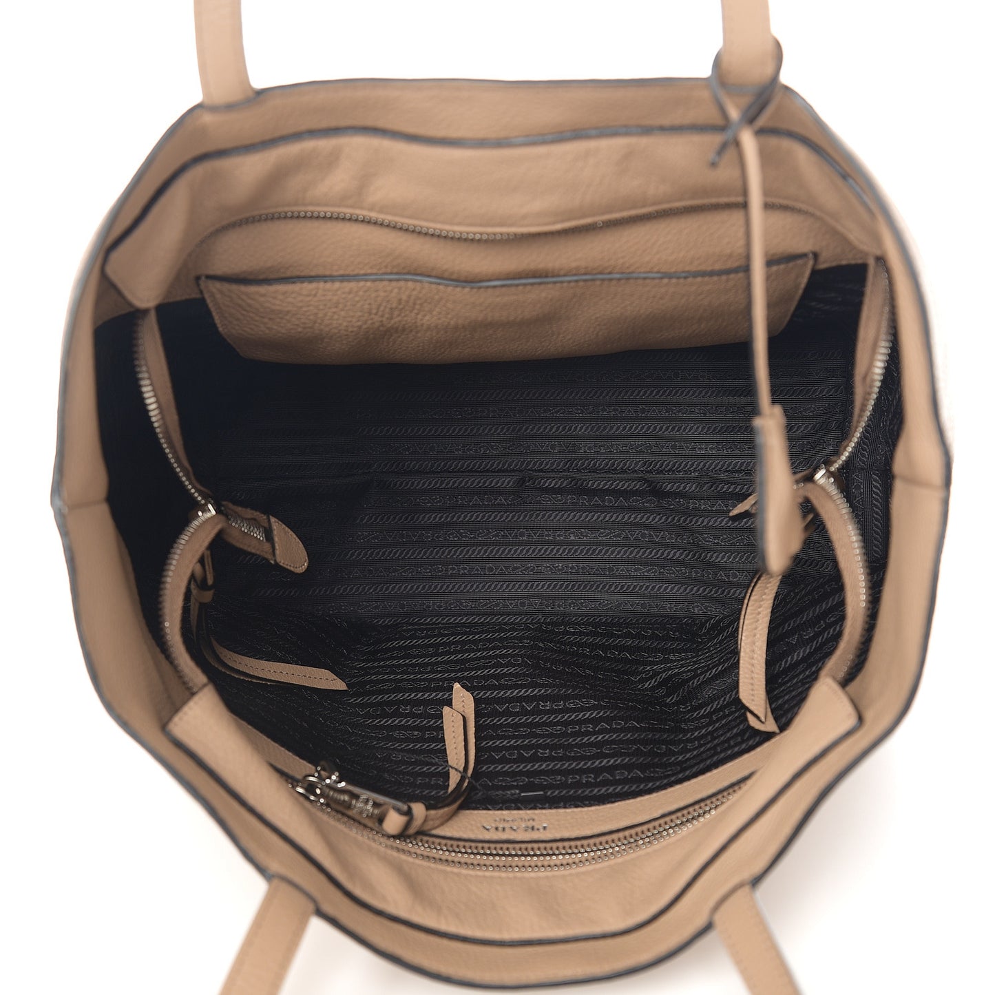 Vitello Phenix Zip Shopping Tote Cammeo