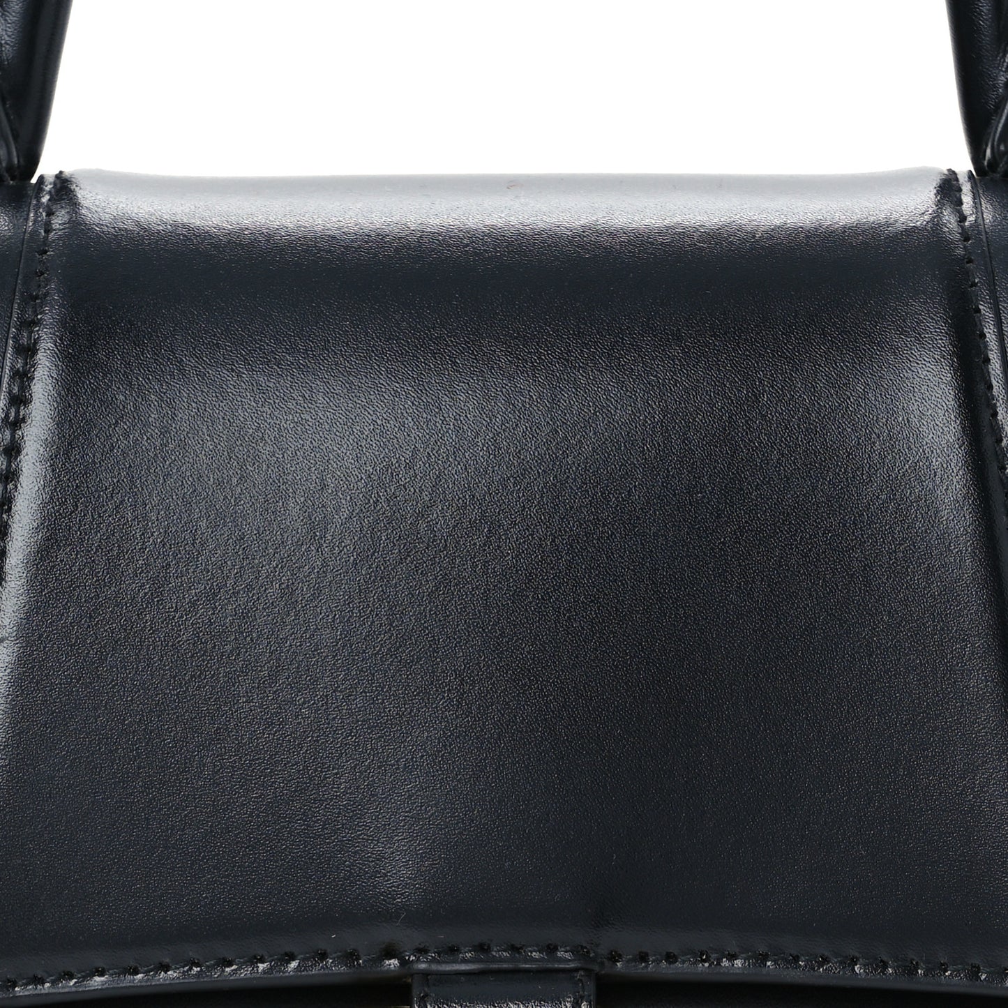 Shiny Box Calfskin Small Hourglass Top Handle Bag Black
