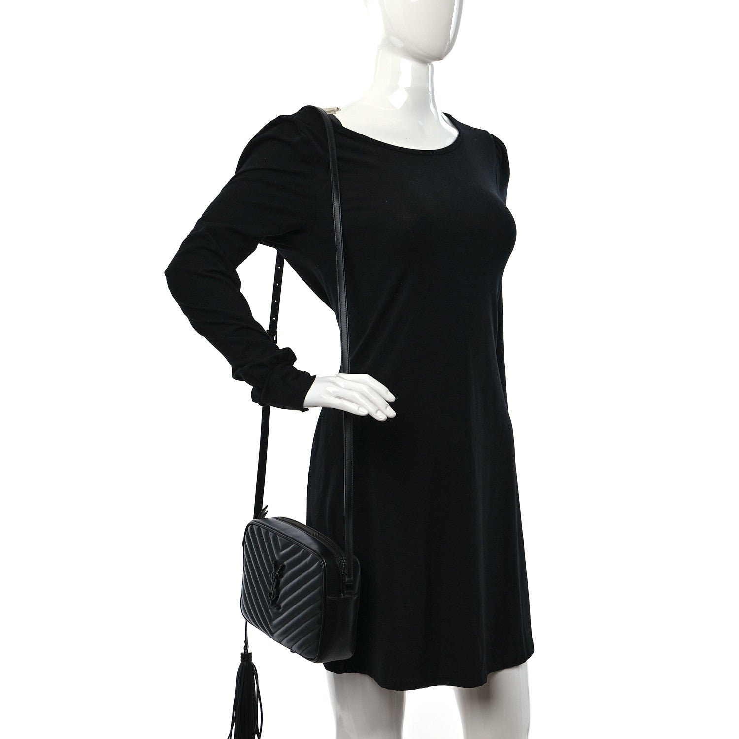 Saint Laurent Calfskin Matelasse Monogram Monochrome Lou Camera Bag Black 2 of 8