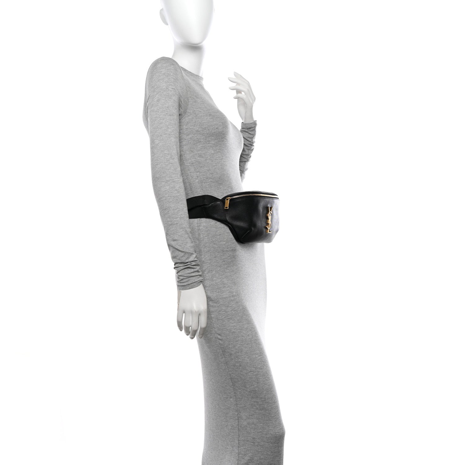 Saint Laurent Grain De Poudre Monogram Belt Bag Black 2 of 13