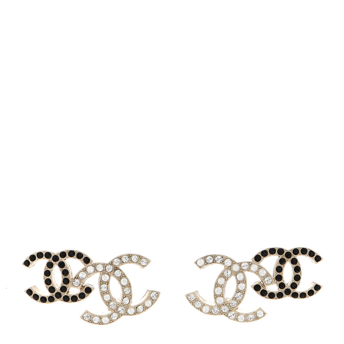 Crystal Double CC Earrings Gold Black