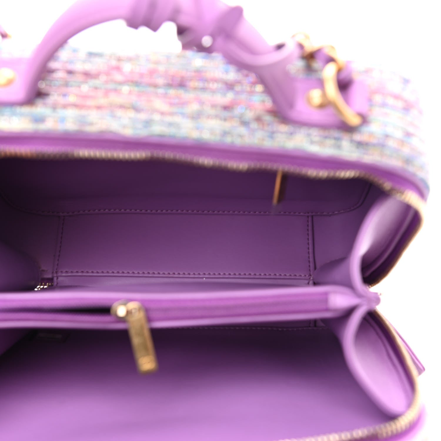 Chanel Tweed Quilted Medium CC Filigree Vanity Case Purple Multicolor 5 of 10