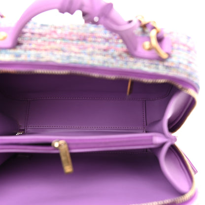 Chanel Tweed Quilted Medium CC Filigree Vanity Case Purple Multicolor 5 of 10