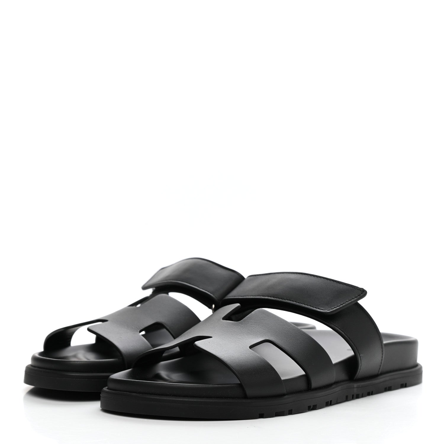 Hermes Calfskin Womens Chypre Sandals 38 Black 3 of 9