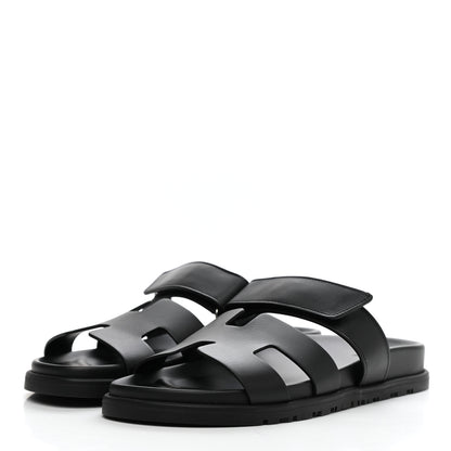 Hermes Calfskin Womens Chypre Sandals 38 Black 3 of 9