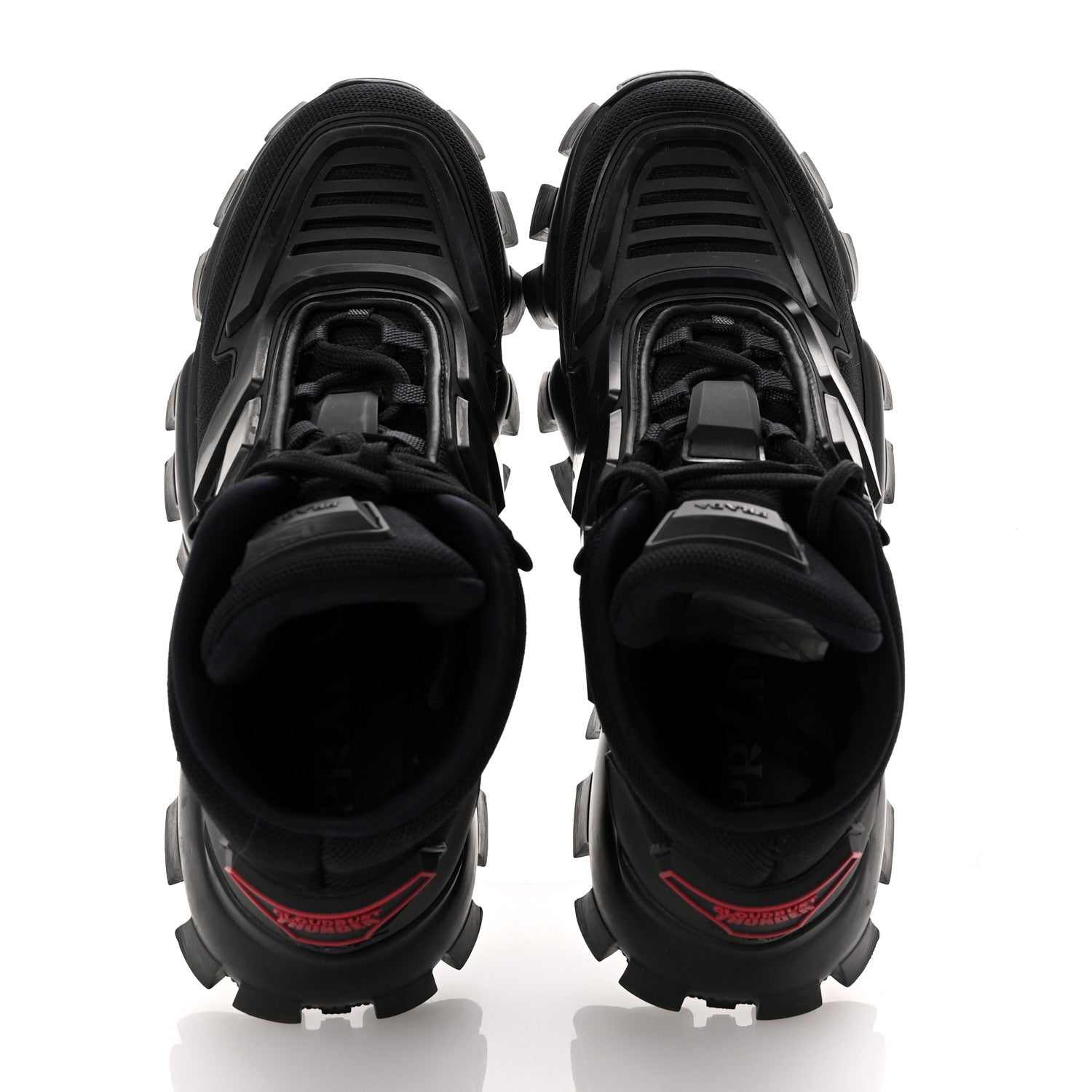Prada Rubber Technical Knit Fabric Cloudbust Thunder High Top Sneakers 37.5 Black 2 of 11