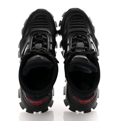 Prada Rubber Technical Knit Fabric Cloudbust Thunder High Top Sneakers 37.5 Black 2 of 11