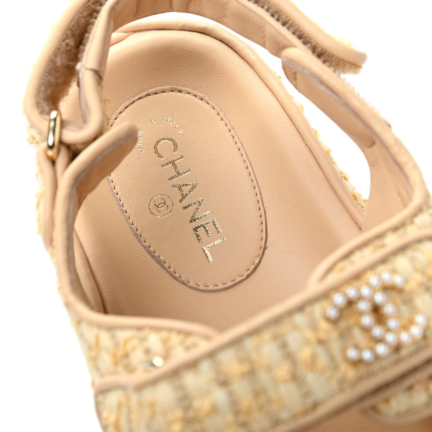 Braided Fabric Velcro Dad Sandals 38.5 Beige