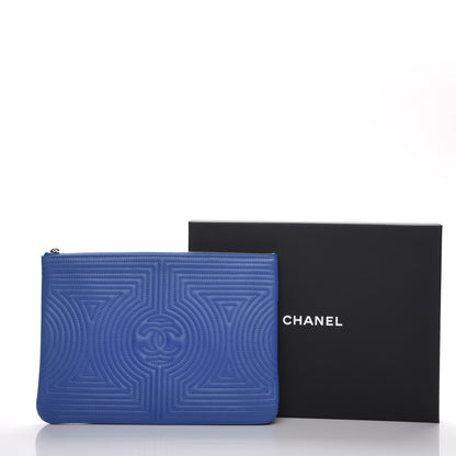 Chanel Lambskin Quilted Large Korean Garden Cosmetic Case Blue 8 of 8