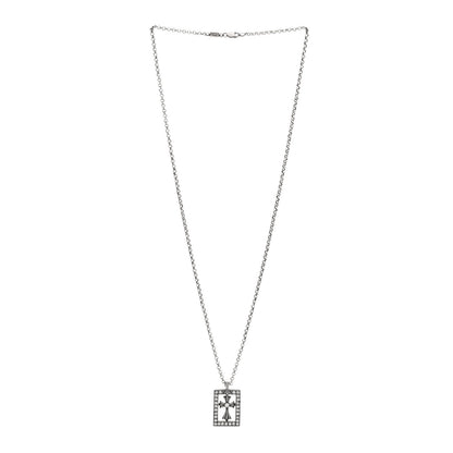 Chrome Hearts Sterling Silver Diamond Open Baby Fat Framed Cross Pendant Roll Chain Necklace 3 of 5