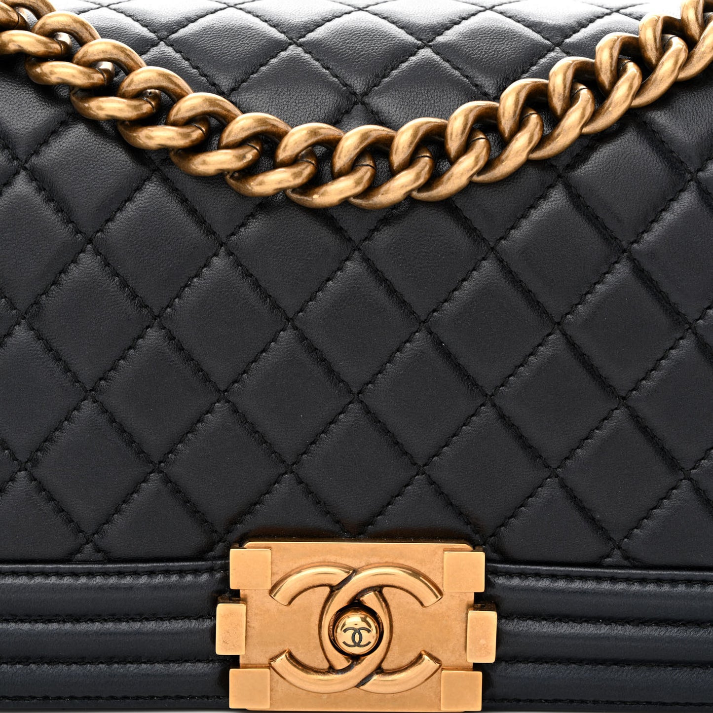 Lambskin Quilted Medium Boy Flap Black