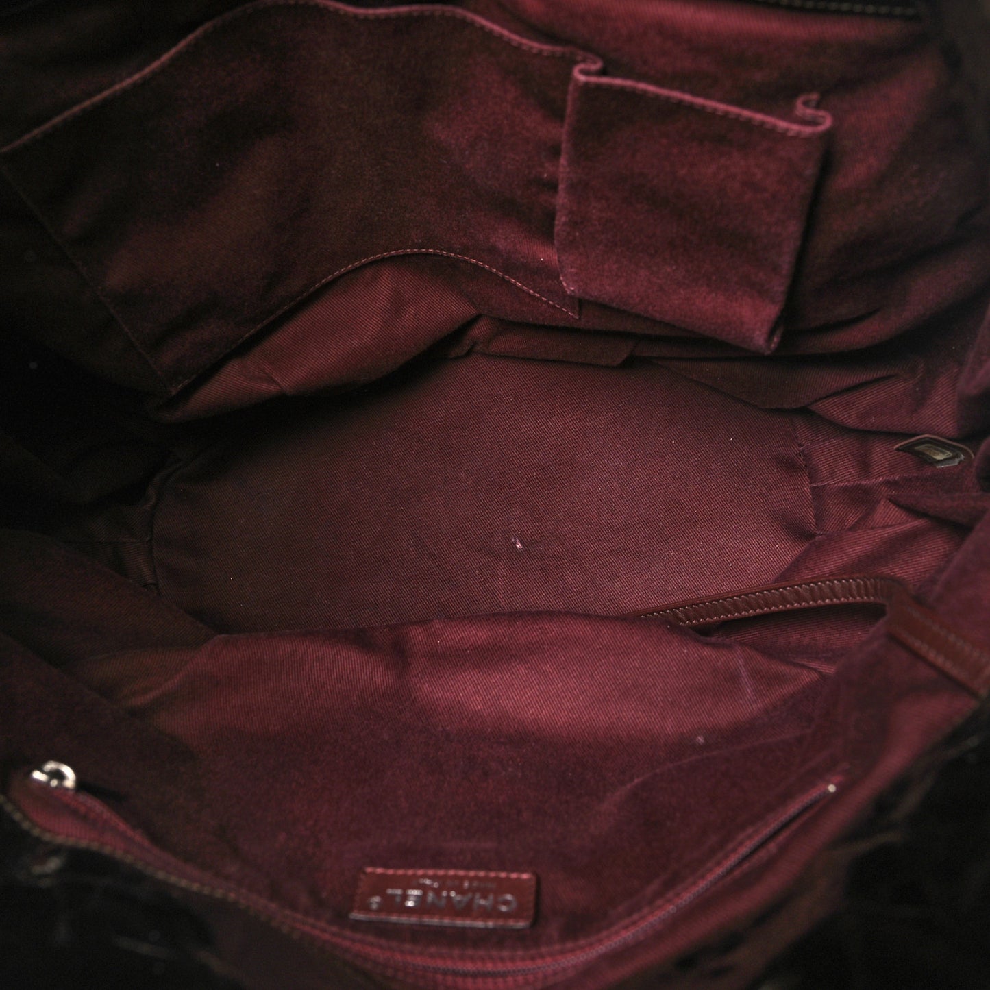 Iridescent Calfskin Quilted Large In The Mix Tote Dark Brown