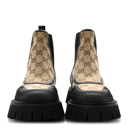 Gucci GG Supreme Monogram Ankle Booties 37.5 Mystic White Beige Ebony Black 3 of 12