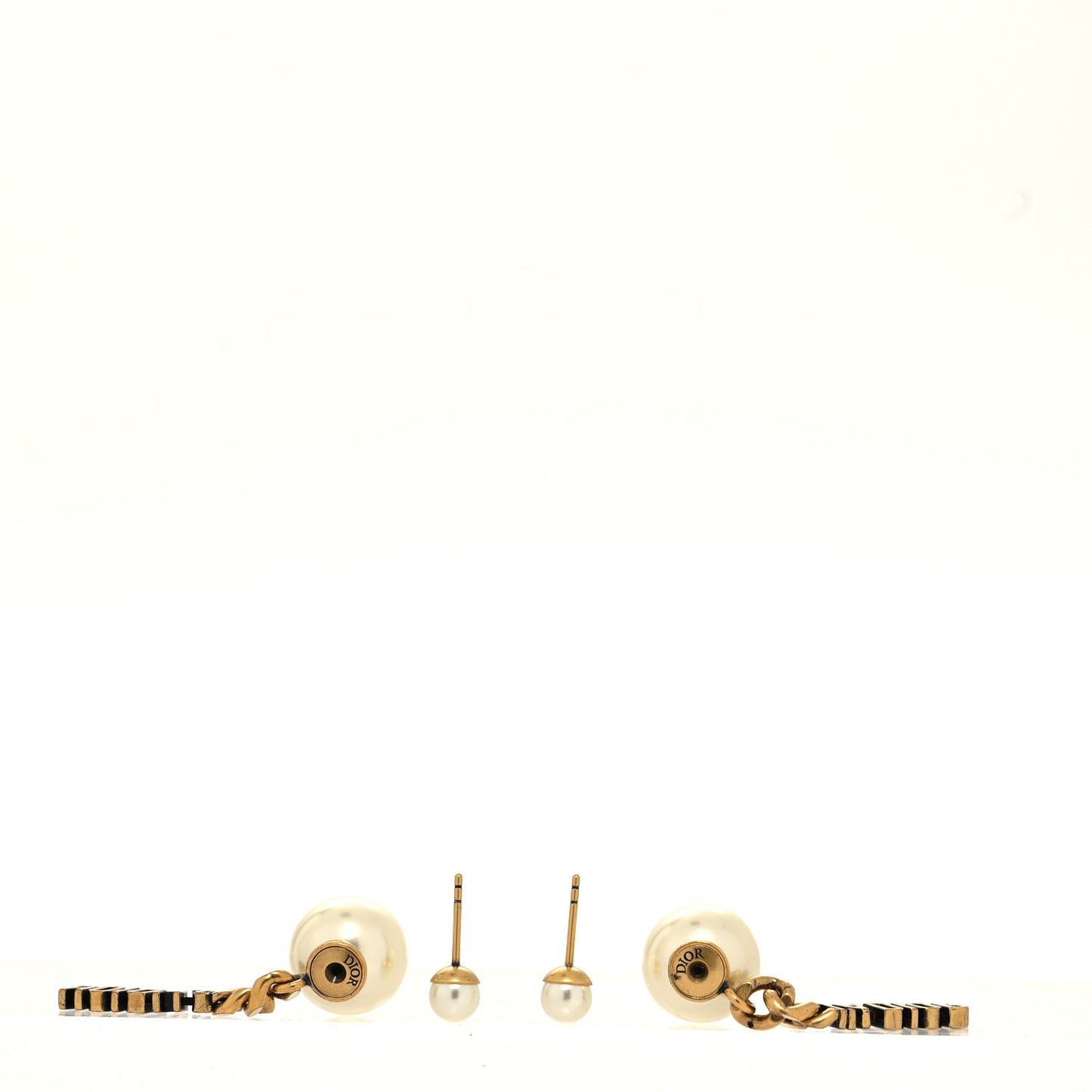 Pearl Dio(r)evolution Logo Earrings Aged Gold