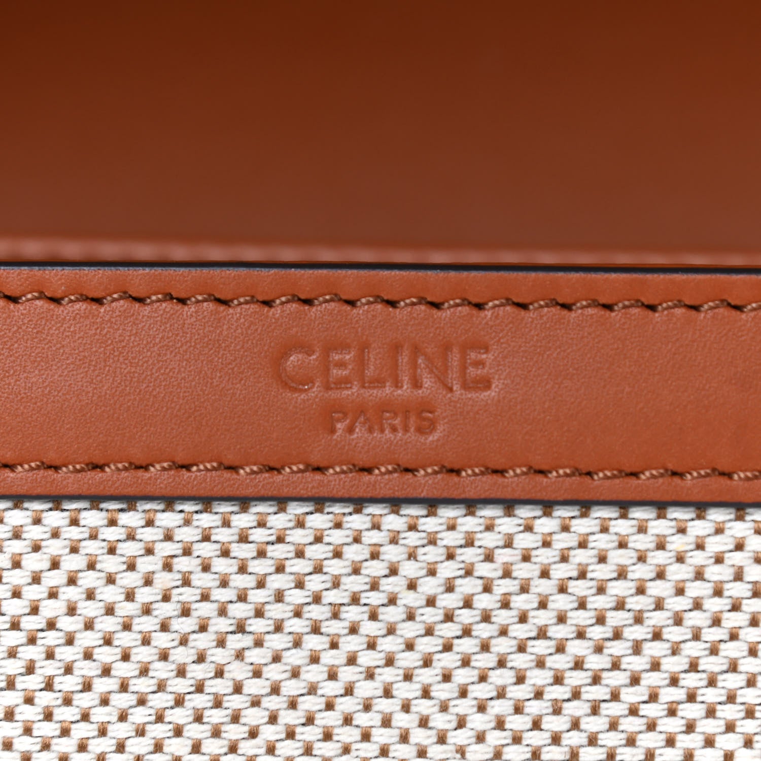 Celine Textile Natural Calfskin Medium Triomphe Bag White Tan 7 of 9