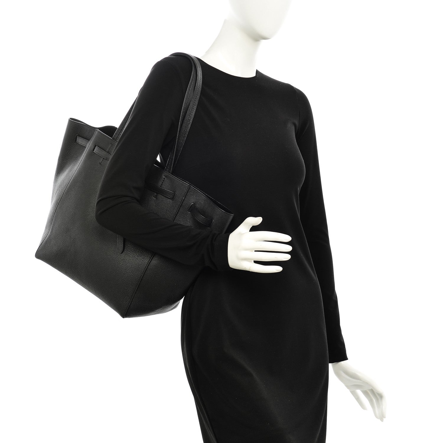 Celine Soft Grained Calfskin Small Belt Cabas Phantom Black 2 of 9