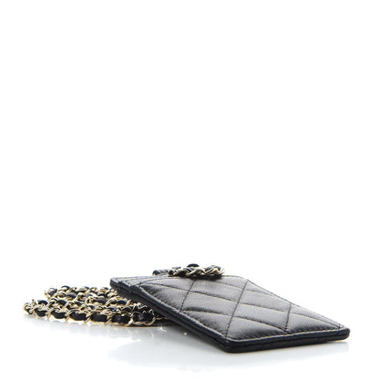 Chanel Lambskin Quilted Card Holder On Chain Black 4 of 6