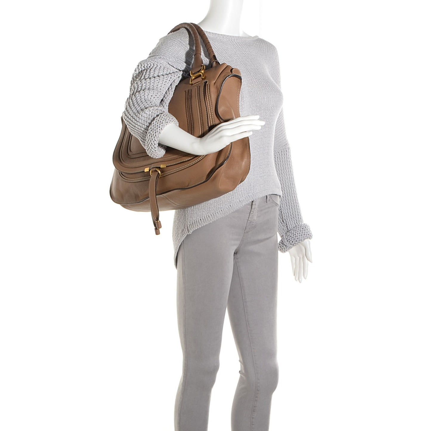 Calfskin Large Marcie Satchel Nut