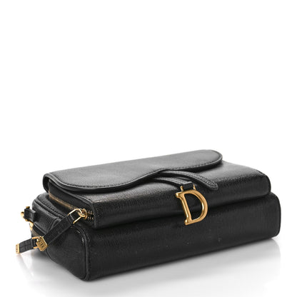 Christian Dior Goatskin Double Saddle Pouch Black 4 of 9
