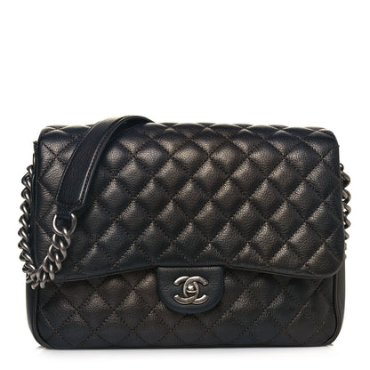 Chanel Metallic Goatskin Quilted Medium Rock In Rome Flap Charcoal 1 of 14