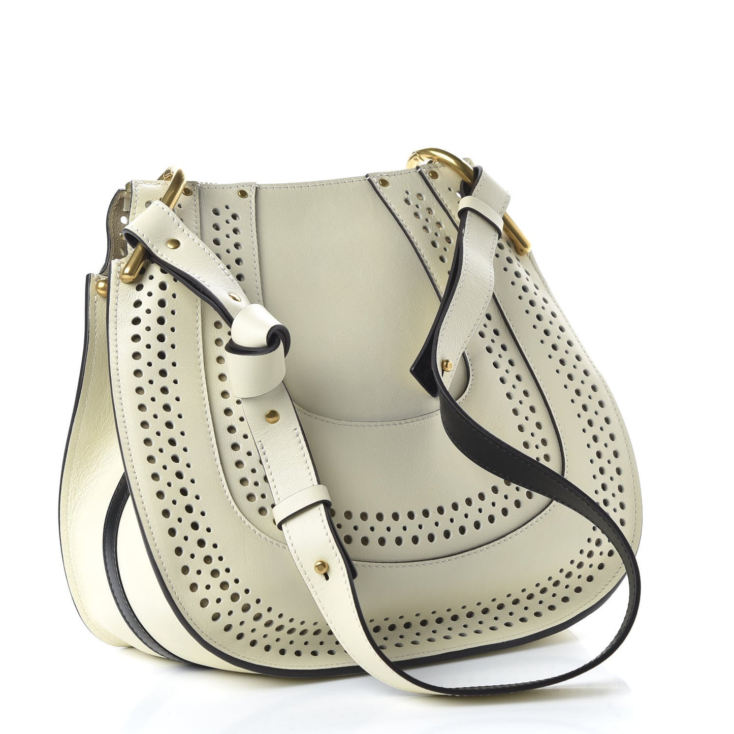 Calfskin Perforated Small Hayley Hobo Lace White