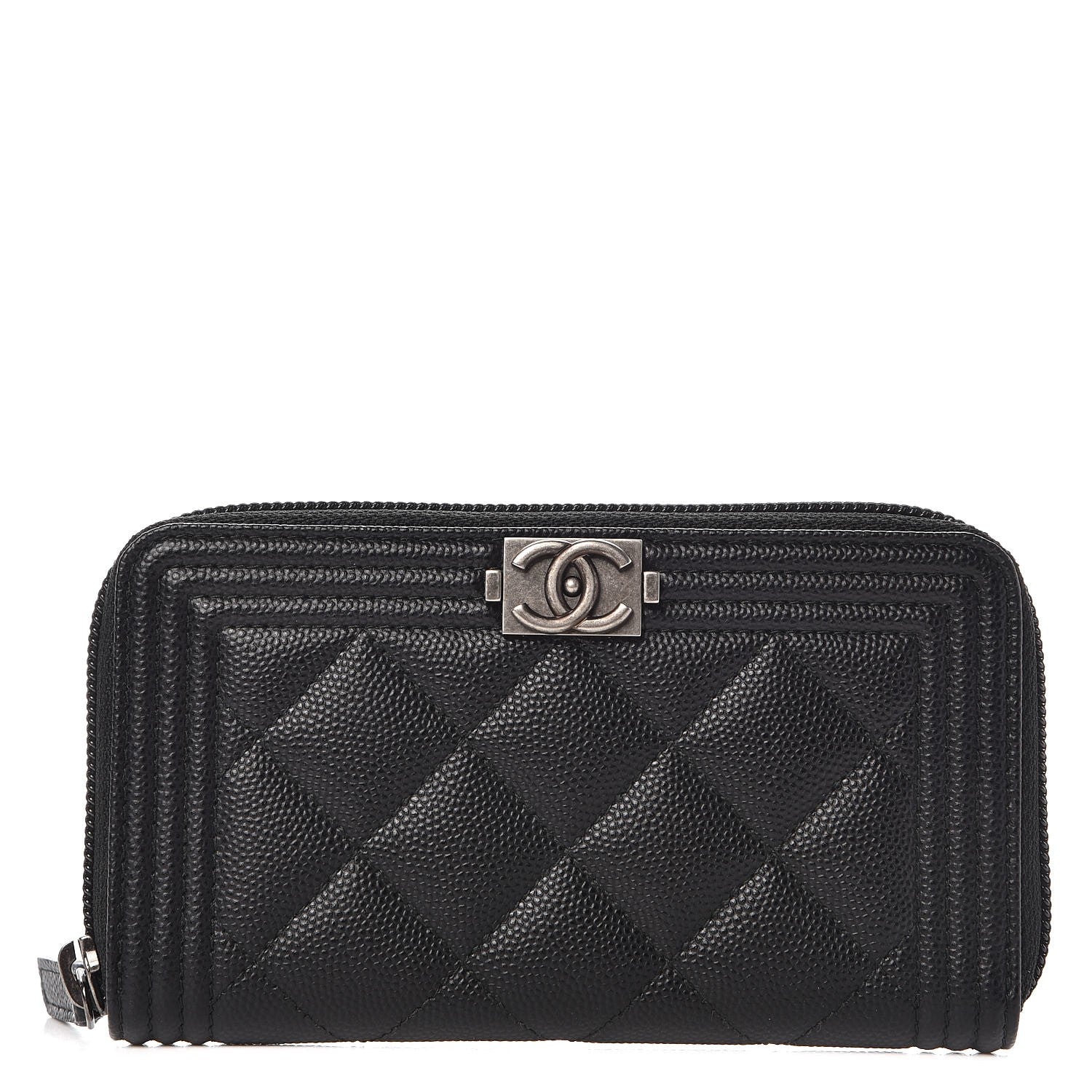 Chanel Caviar Quilted Small Boy Zip Around Wallet Black 1 of 9
