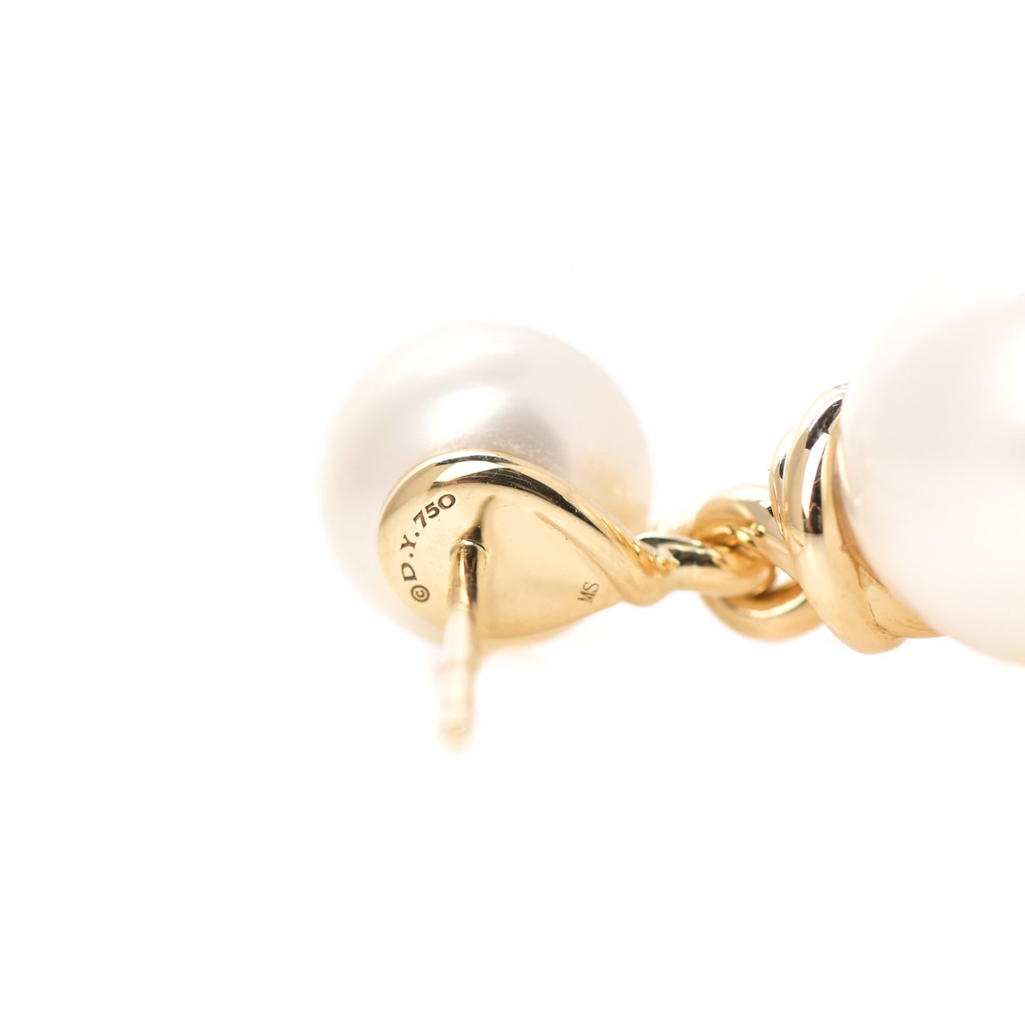 18K Yellow Gold Diamond Pearl Helena Drop Earrings