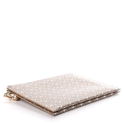 Burberry Calfskin Monogram Panola Zip Pouch Beige 4 of 8