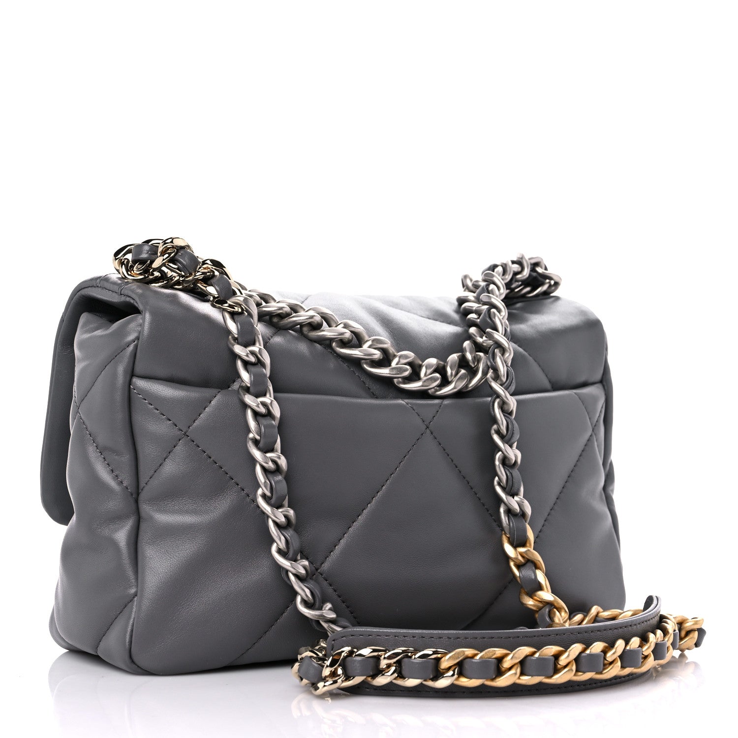 Chanel Lambskin Quilted Medium Chanel 19 Flap Dark Grey 3 of 9