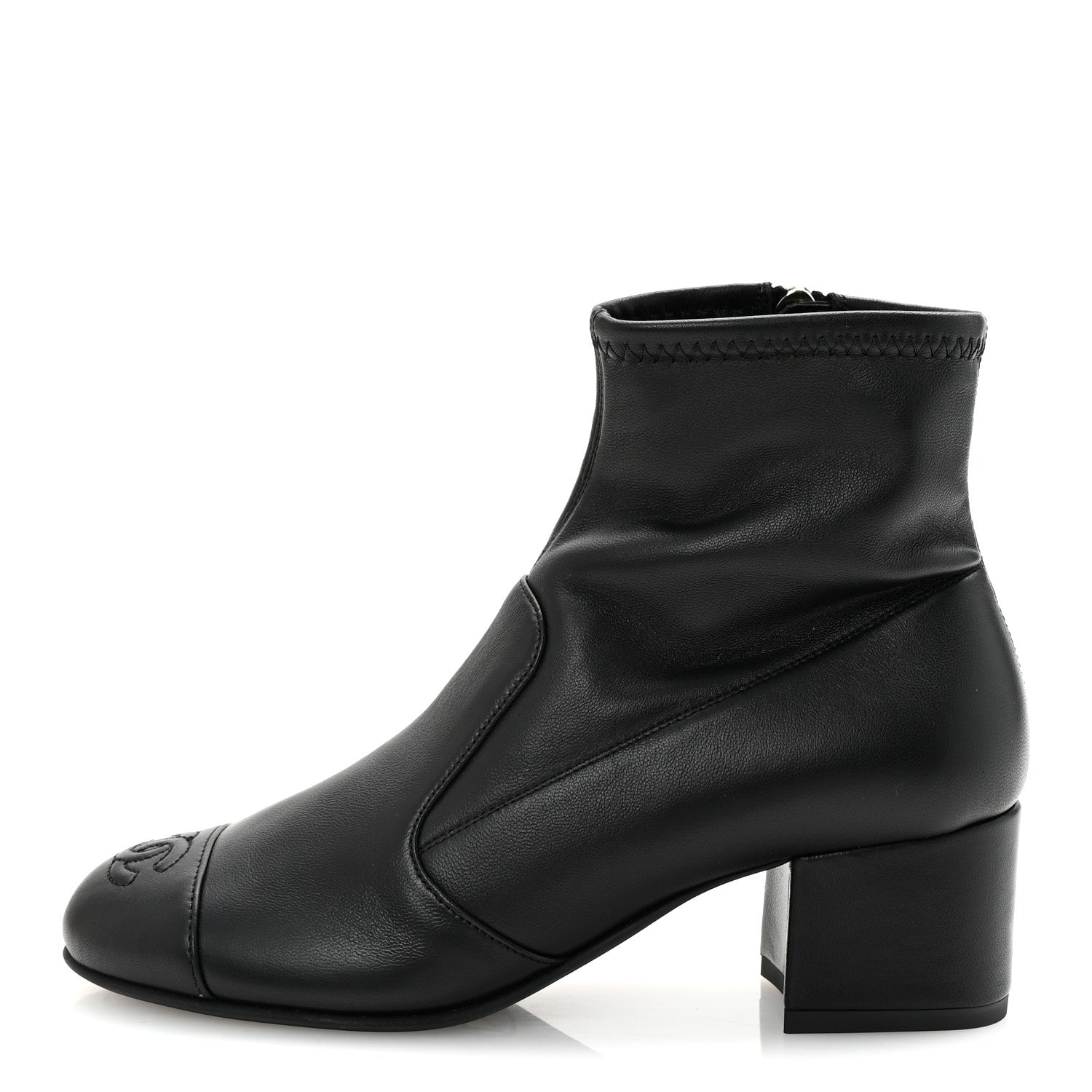 Chanel Stretch Lambskin Cap Toe CC Short Boots 35 Black 1 of 9