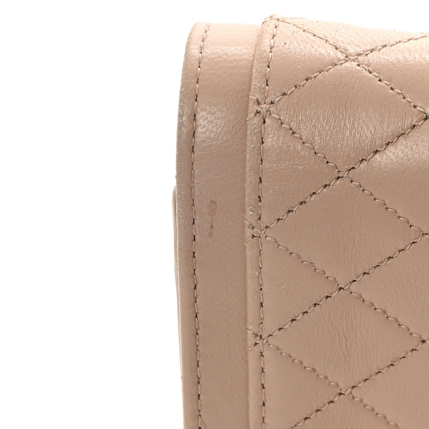 Lambskin Quilted Monogram Large Gabbie Flap Wallet Dark Beige