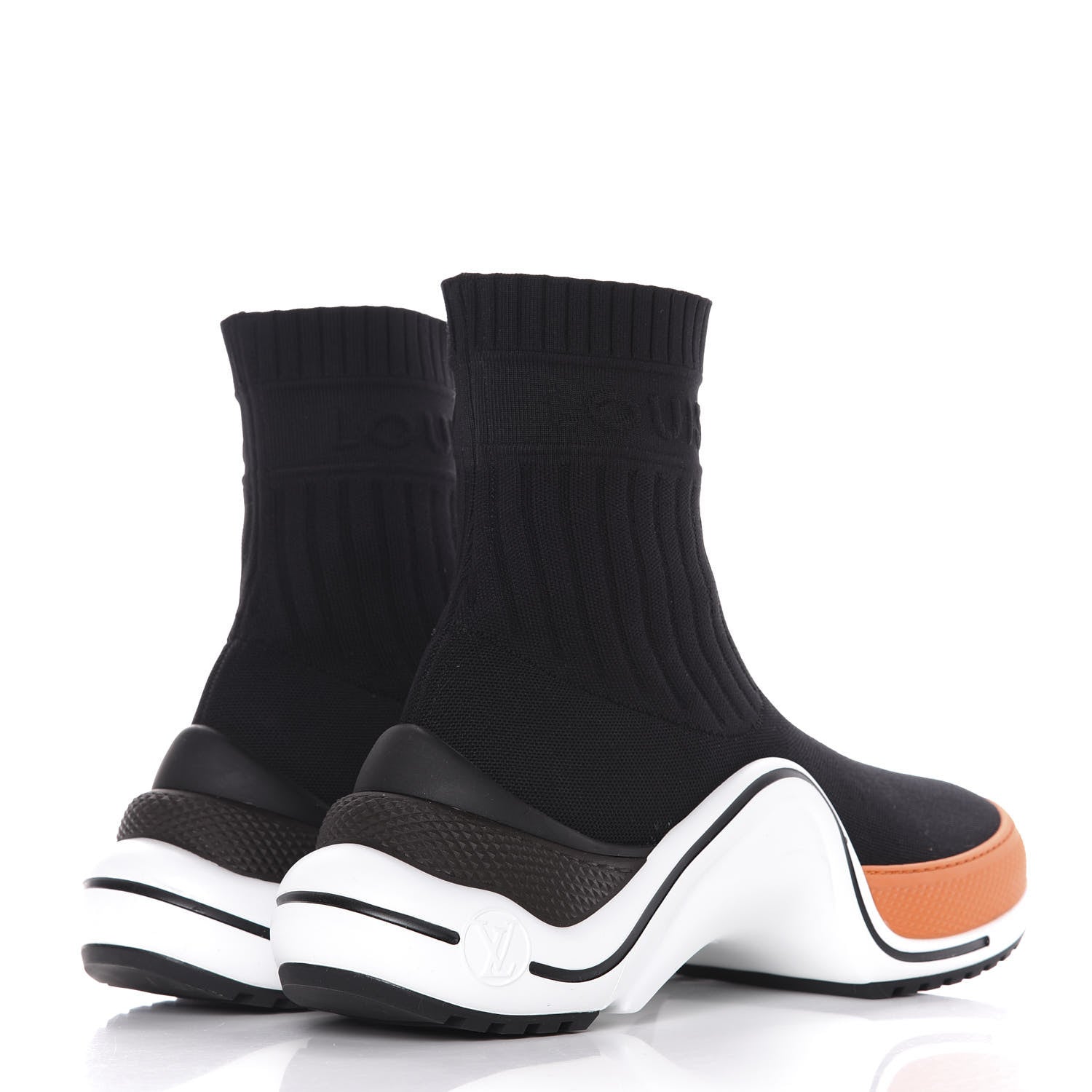 Louis Vuitton Stretch Textile Monogram LV Archlight Sneaker Boots 41 Black Orange 4 of 9