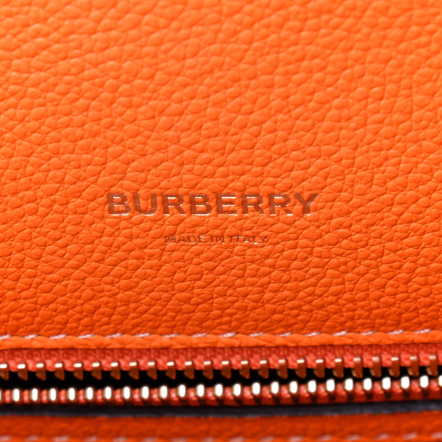 Burberry Calfskin Small Two Handle Title Bag Tan Bright Orange 7 of 8