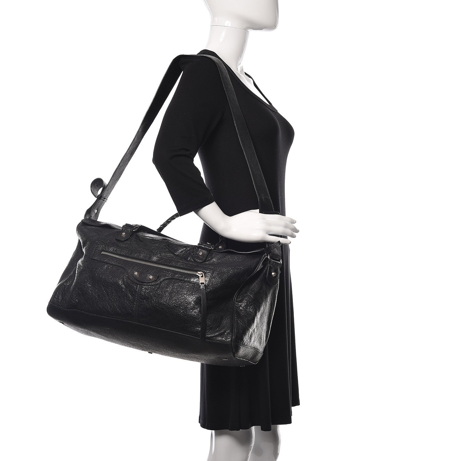 Balenciaga Agneau Classic Hardware S Squash Boston Black 475697