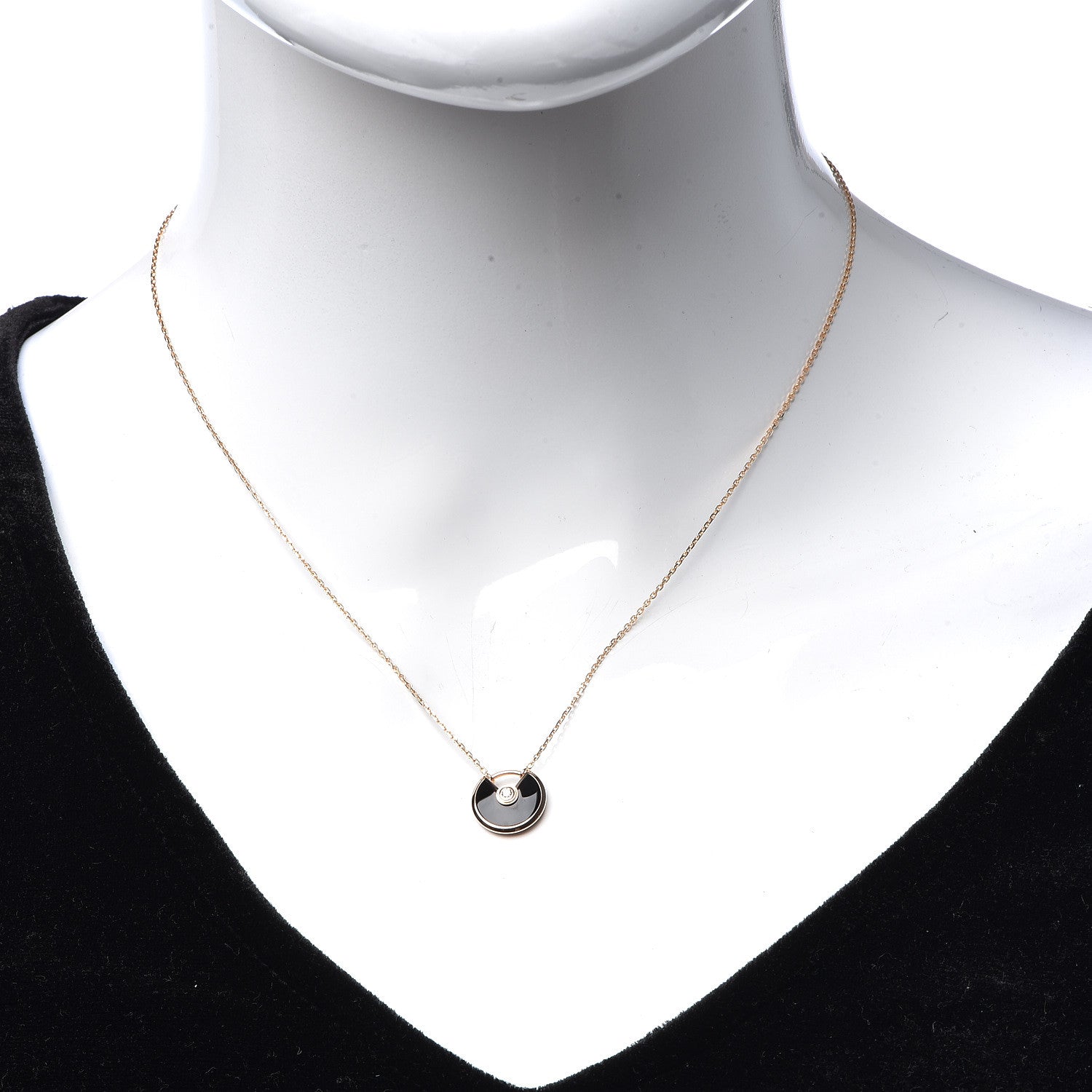 Cartier 18K Pink Gold Diamond Black Onyx XS Amulette de Cartier Pendant Necklace 2 of 7