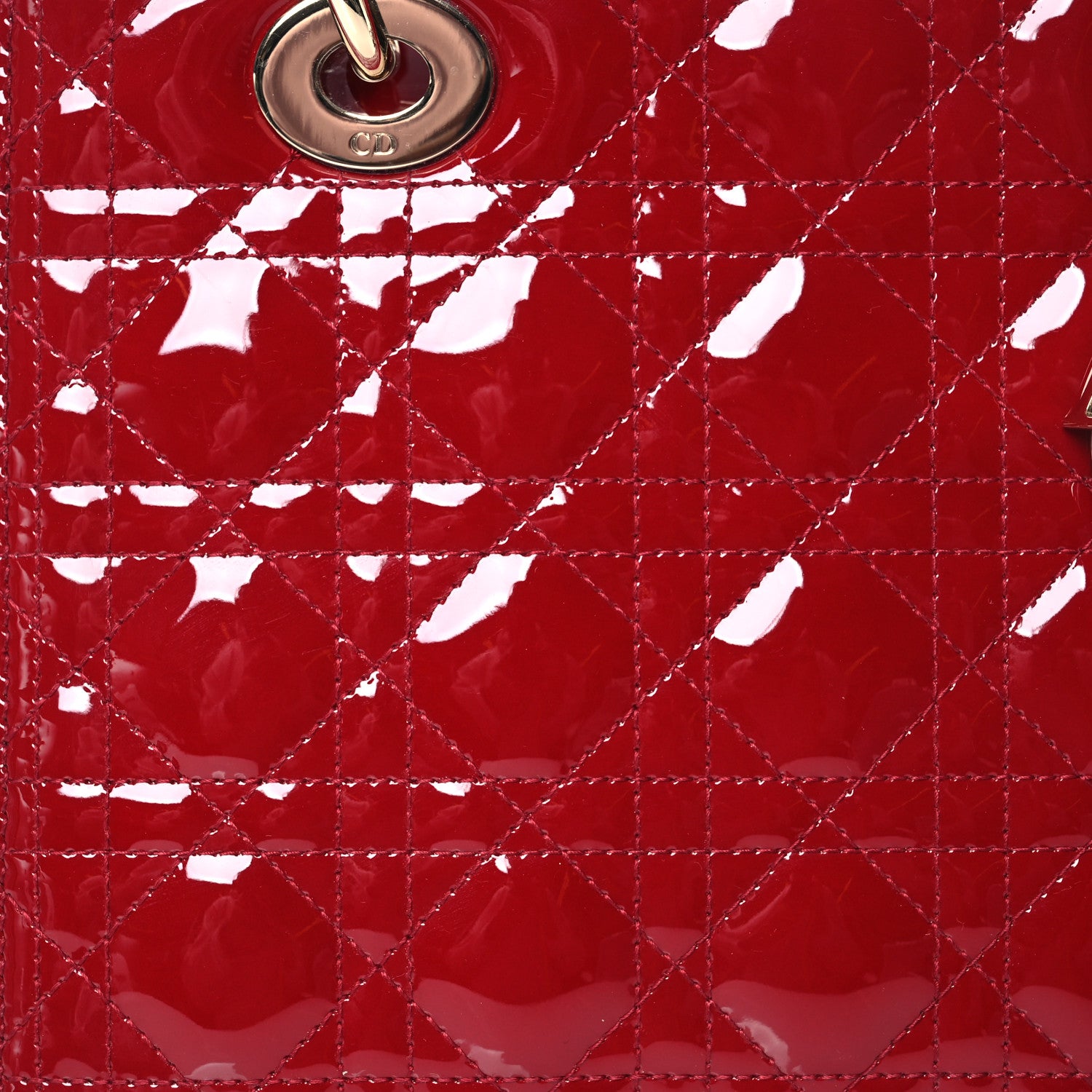 Christian Dior Patent Cannage Medium Lady Dior Red 8 of 12