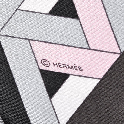 Hermes Silk Carre Cube Scarf 90 Anthracite White Rose Pale 4 of 6