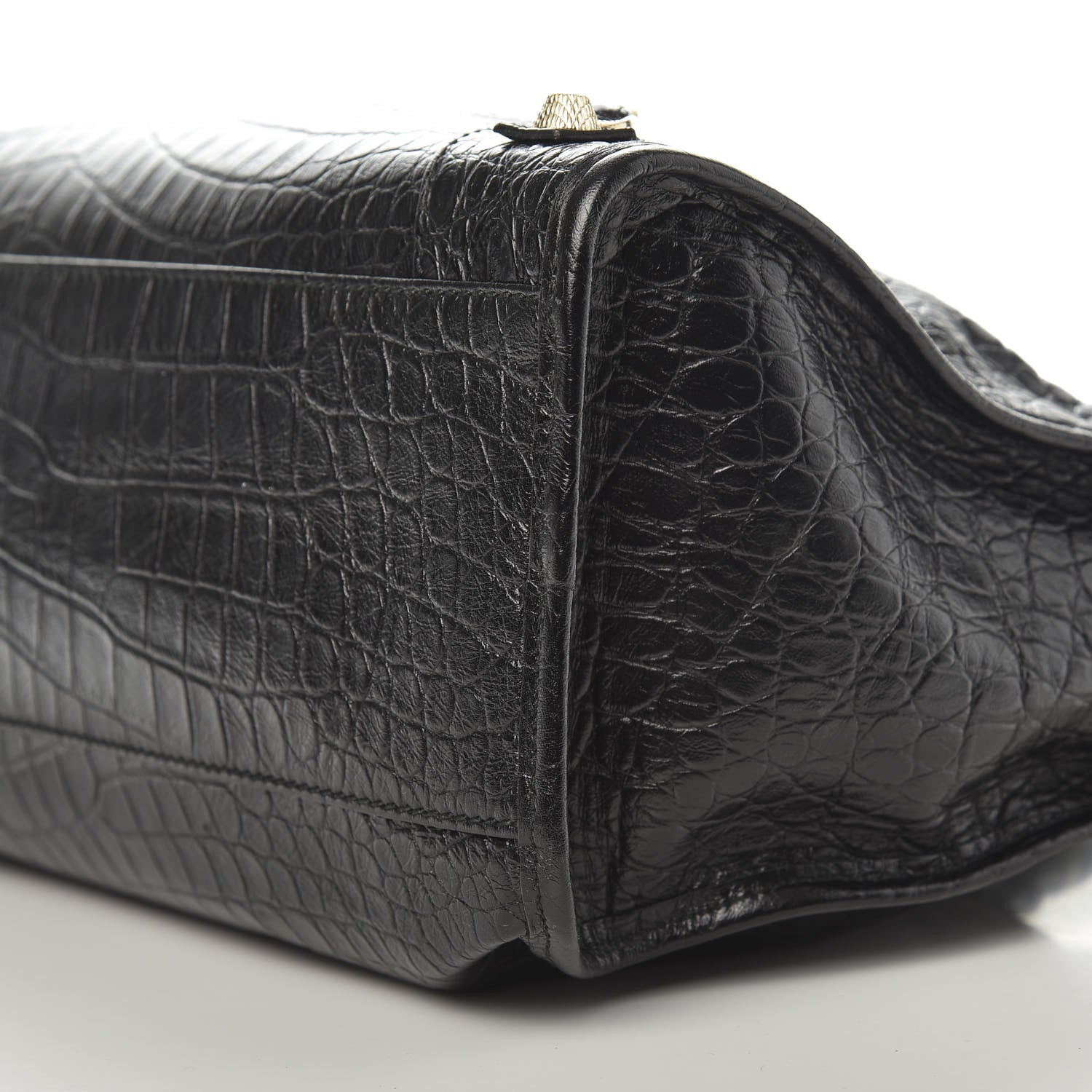 Balenciaga Calfskin Crocodile Embossed Giant 12 Gold Hardware City Black 9 of 10