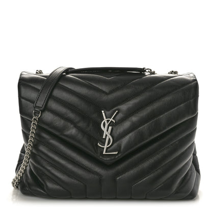 Saint Laurent Calfskin Y Quilted Monogram Medium Loulou Chain Satchel Black 1 of 12
