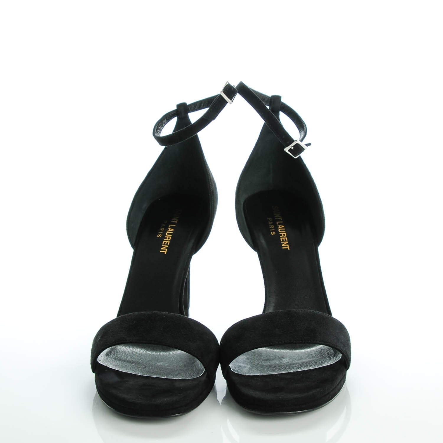 Saint Laurent Kid Scamosciato Jane 80 Ankle Strap Sandals 40.5 Black 2 of 7