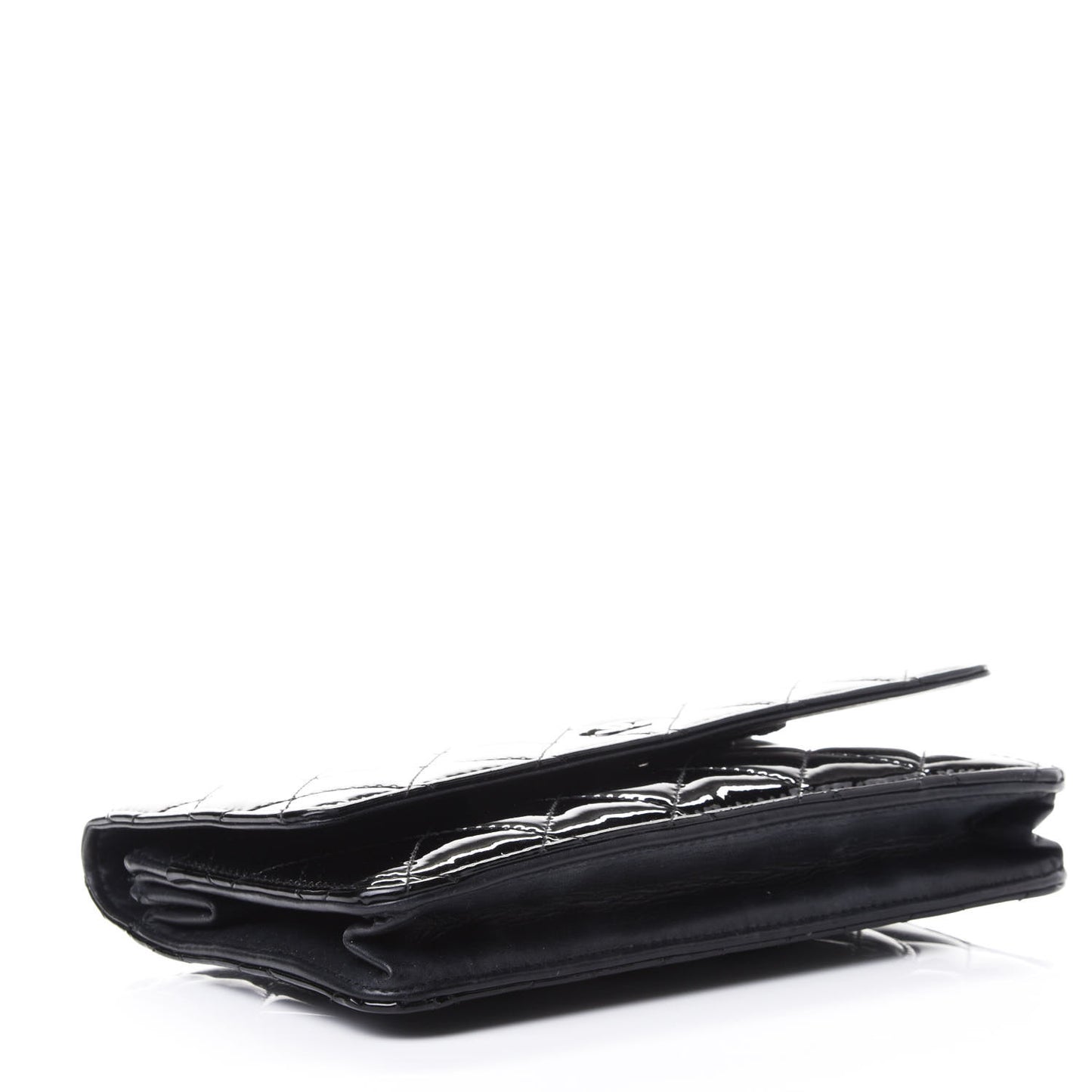 Patent Quilted Wallet On Chain WOC Black