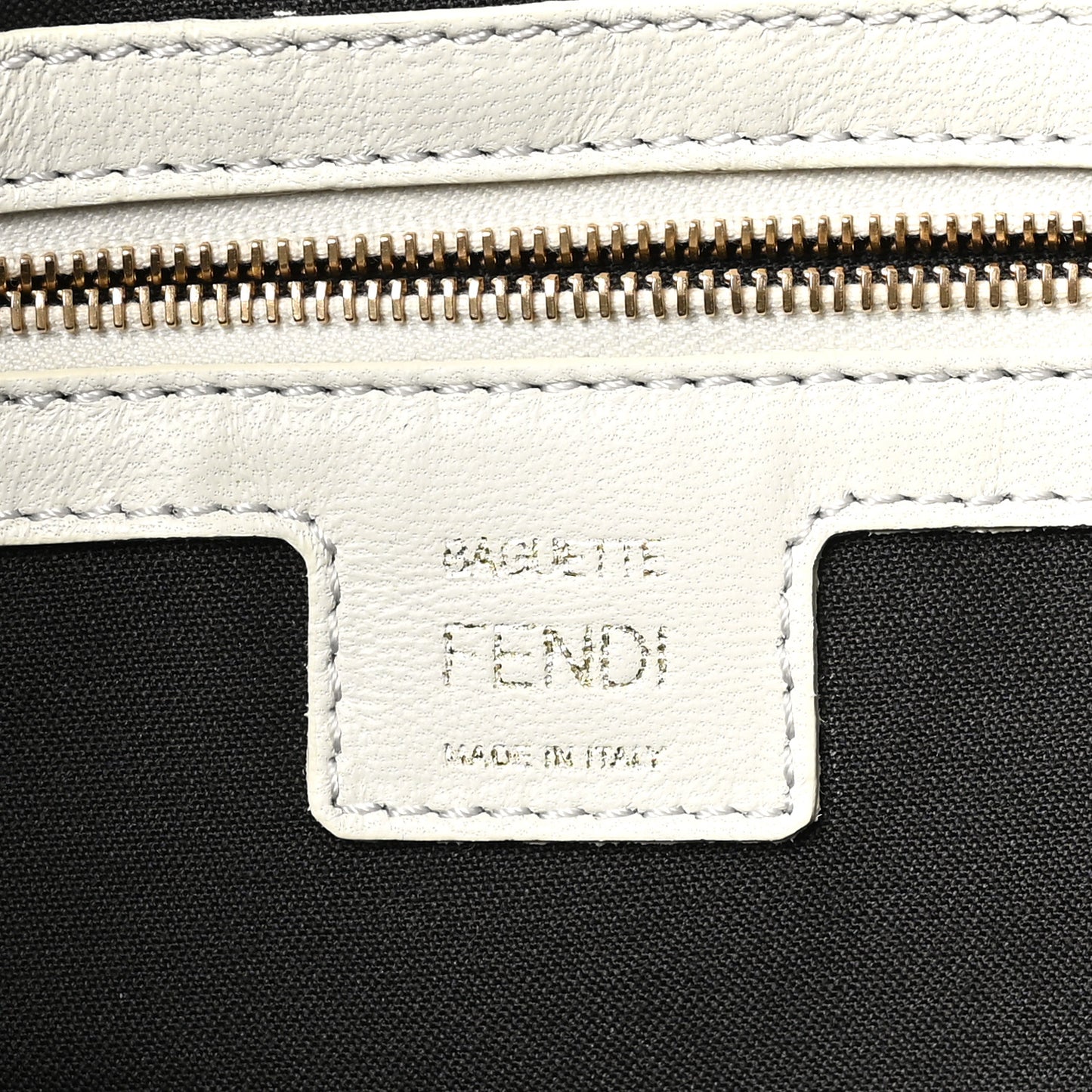 Nappa FF 1974 Embossed Large Baguette White