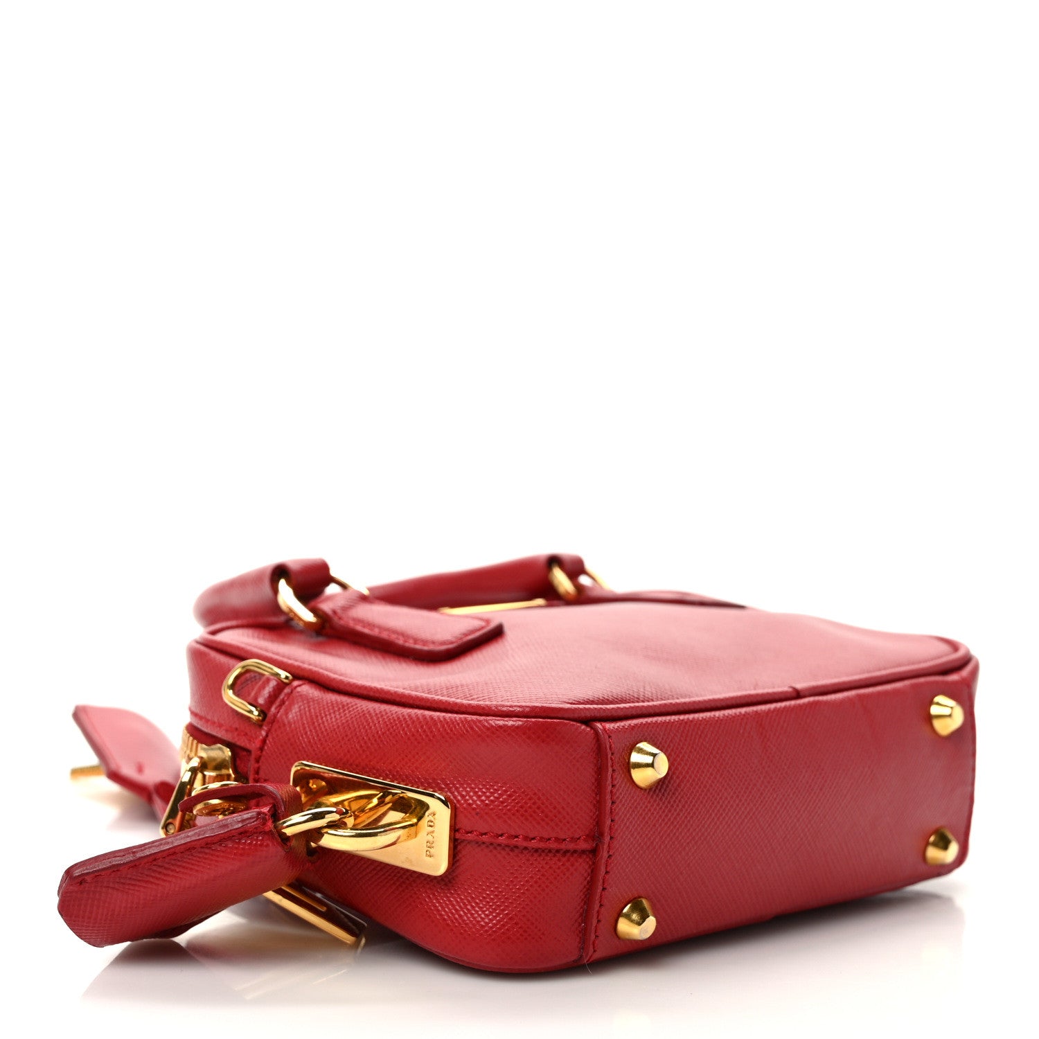 Prada Saffiano Lux Mini Top Handle Crossbody Bag Fuoco 4 of 9