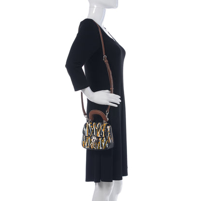 Burberry Trench Calfskin Splash Print Mini DK88 Top Handle Bag Black 2 of 10